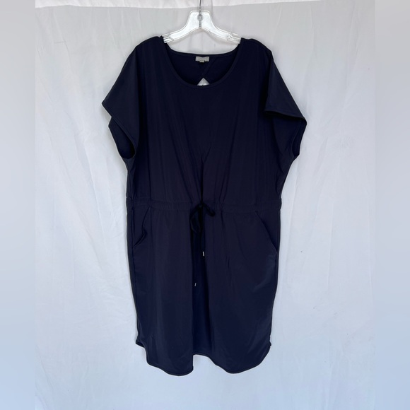 Talbots Lightweight Stretch Keyhole Back Solid Navy Blue Dress Cap Sleeve 2X - Picture 3 of 7